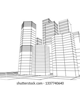 architecture abstract, 3d illustration