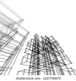 architecture abstract, 3d illustration