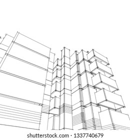 architecture abstract, 3d illustration