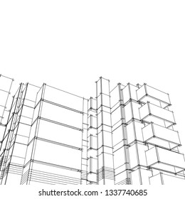 architecture abstract, 3d illustration