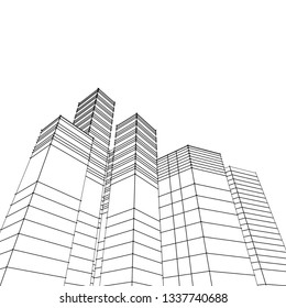 architecture abstract, 3d illustration