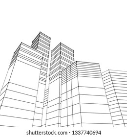 architecture abstract, 3d illustration