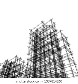architecture abstract, 3d illustration