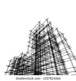 architecture abstract, 3d illustration