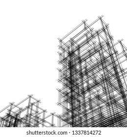 architecture abstract, 3d illustration