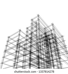 architecture abstract, 3d illustration