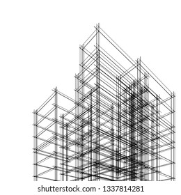 architecture abstract, 3d illustration