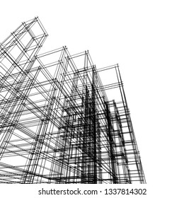 architecture abstract, 3d illustration