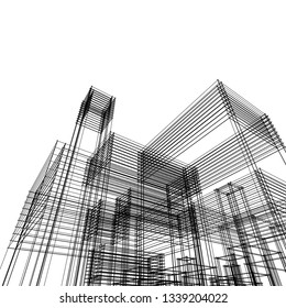 architecture abstract, 3d illustration