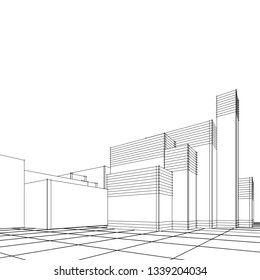 architecture abstract, 3d illustration