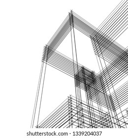 architecture abstract, 3d illustration