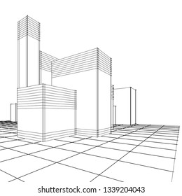 architecture abstract, 3d illustration