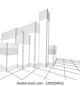 architecture abstract, 3d illustration