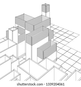architecture abstract, 3d illustration