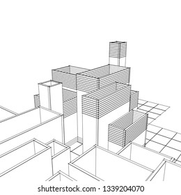 architecture abstract, 3d illustration