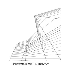 architecture abstract, 3d illustration