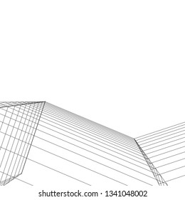 architecture abstract, 3d illustration