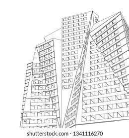 architecture abstract, 3d illustration