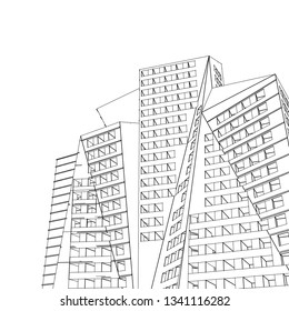 architecture abstract, 3d illustration