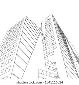 architecture abstract, 3d illustration