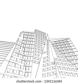 architecture abstract, 3d illustration