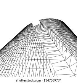 architecture abstract, 3d illustration