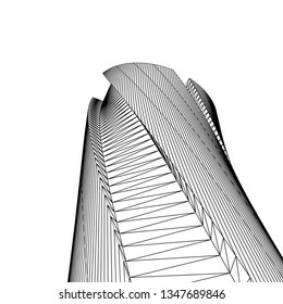 architecture abstract, 3d illustration