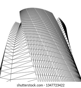 architecture abstract, 3d illustration