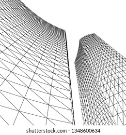 architecture abstract, 3d illustration