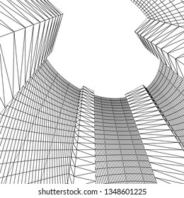 architecture abstract, 3d illustration