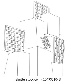 architecture abstract, 3d illustration