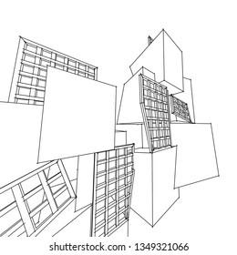 architecture abstract, 3d illustration