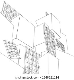 architecture abstract, 3d illustration
