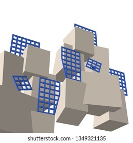 architecture abstract, 3d illustration