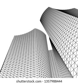 architecture abstract, 3d illustration