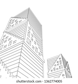 architecture abstract, 3d illustration