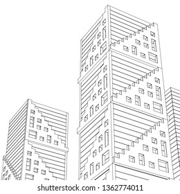 architecture abstract, 3d illustration