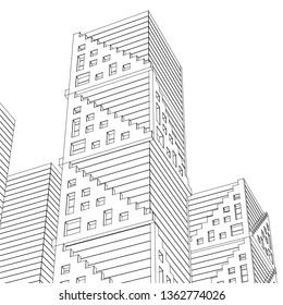 architecture abstract, 3d illustration