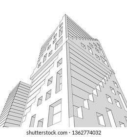architecture abstract, 3d illustration