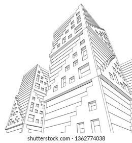 architecture abstract, 3d illustration