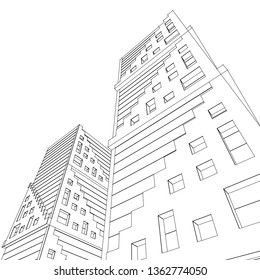 architecture abstract, 3d illustration