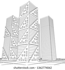 architecture abstract, 3d illustration