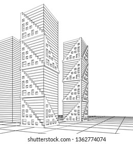 architecture abstract, 3d illustration