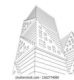 architecture abstract, 3d illustration
