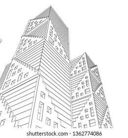 architecture abstract, 3d illustration