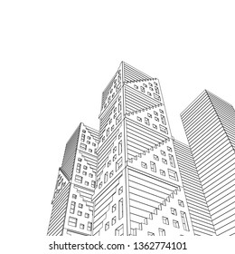 architecture abstract, 3d illustration