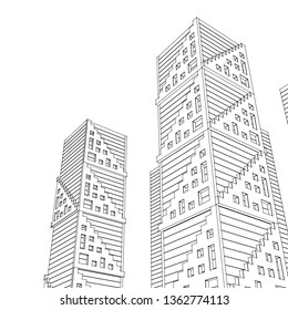 architecture abstract, 3d illustration