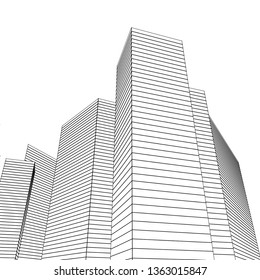 architecture abstract, 3d illustration