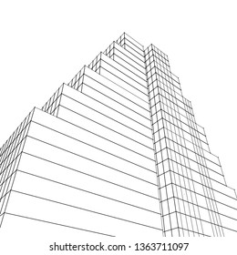 architecture abstract, 3d illustration