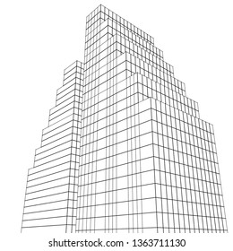 architecture abstract, 3d illustration